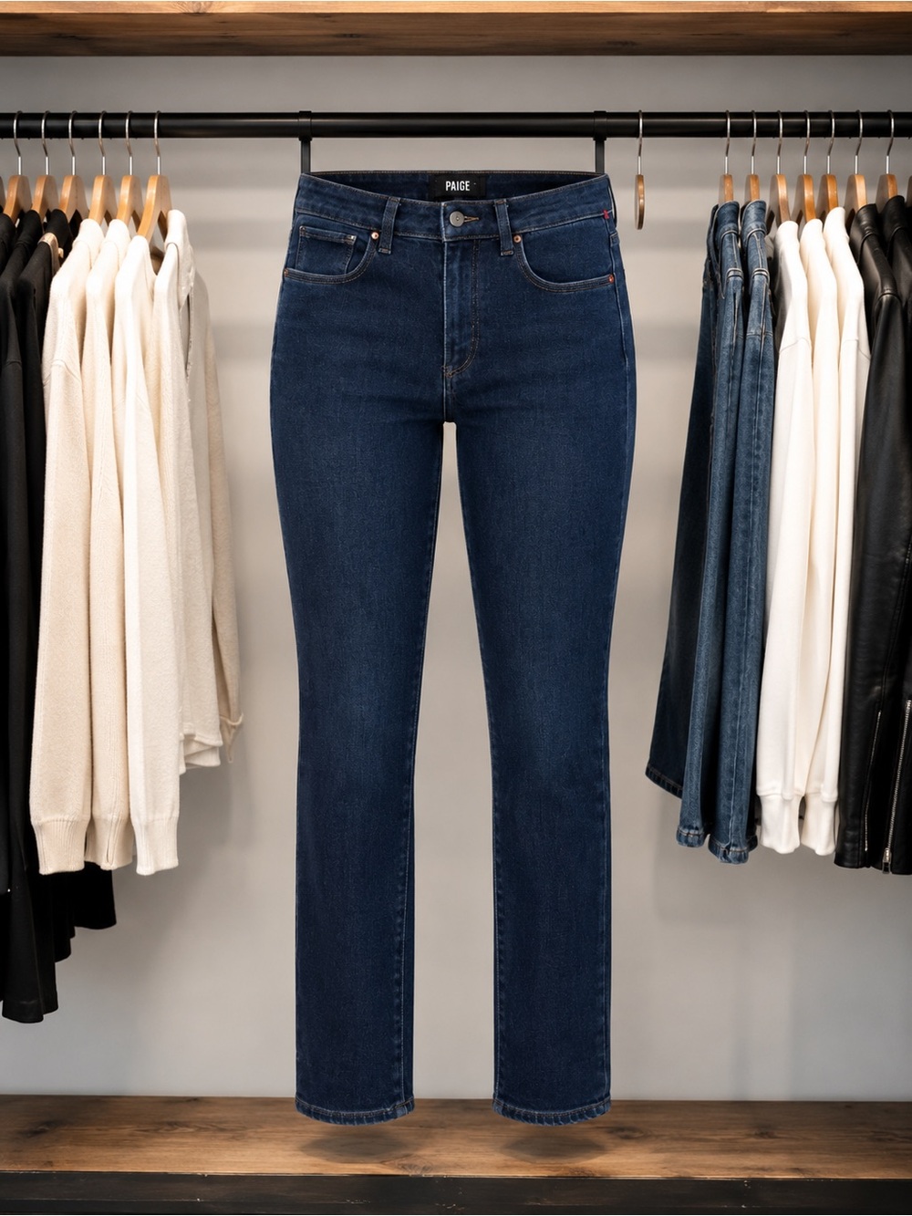PAIGE Straight Leg Jeans in Dark Indigo